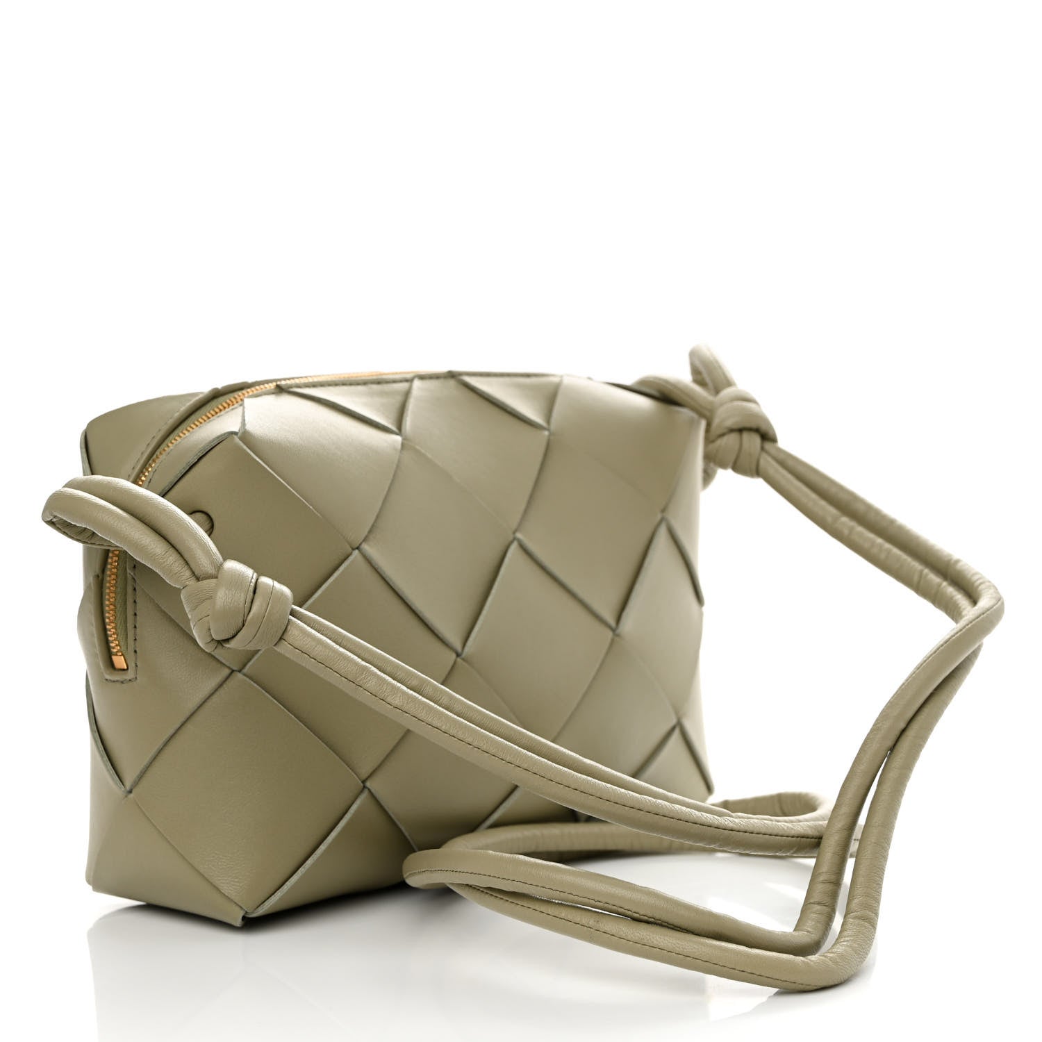 Bottega Veneta Lambskin Maxi Intreccio Small Cassette Camera Bag Travertine 3 of 9