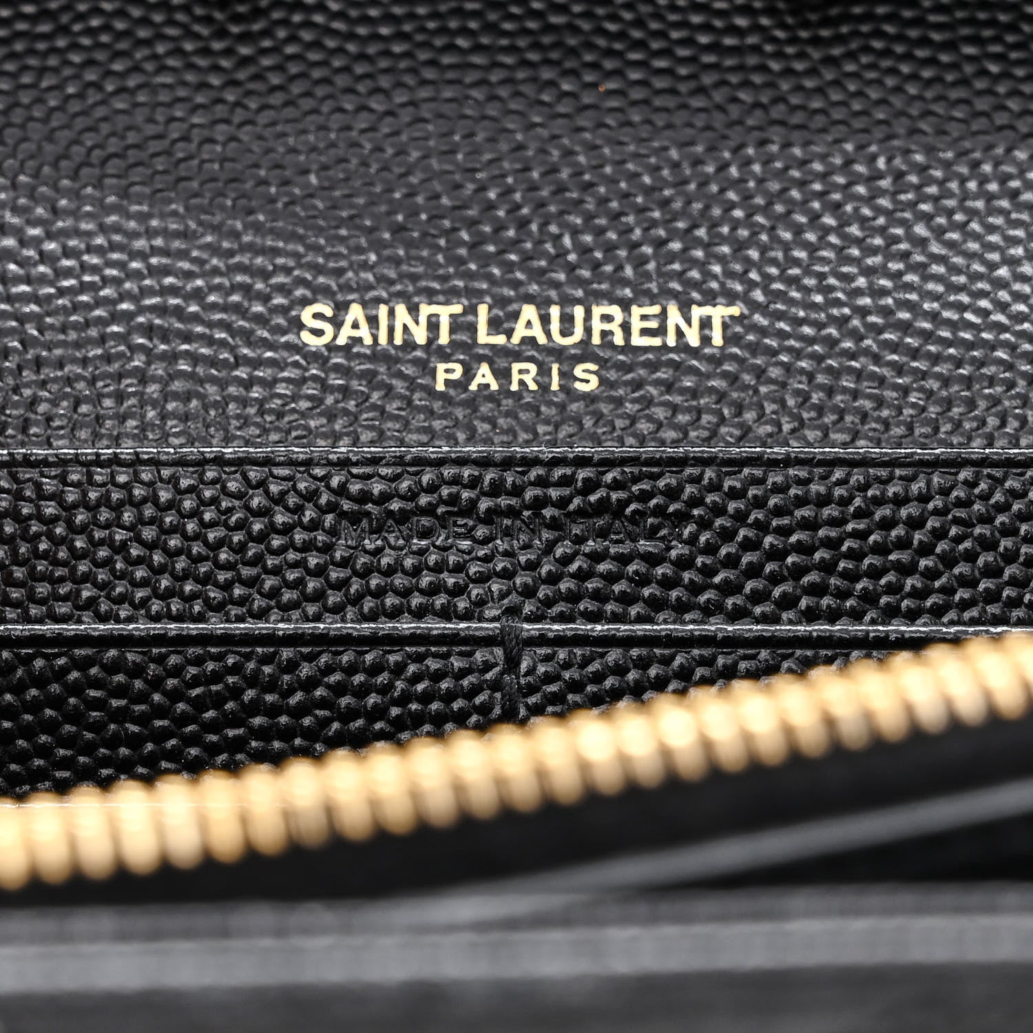 Saint Laurent Grain De Poudre Matelasse Chevron Monogram Chain Wallet Black 6 of 10