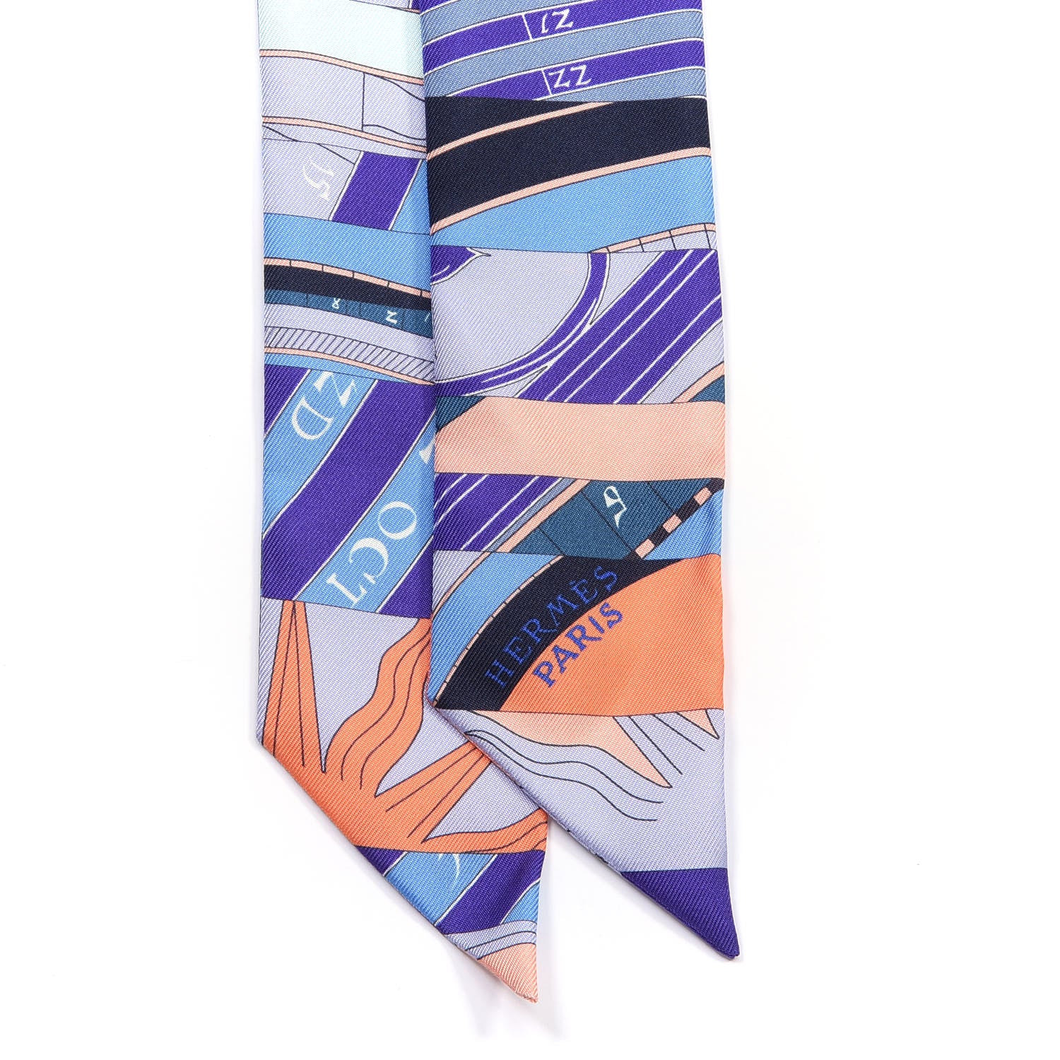 Hermes Silk Astrologie Nouvelle Twilly Ultraviolet Bleu Corail 2 of 4