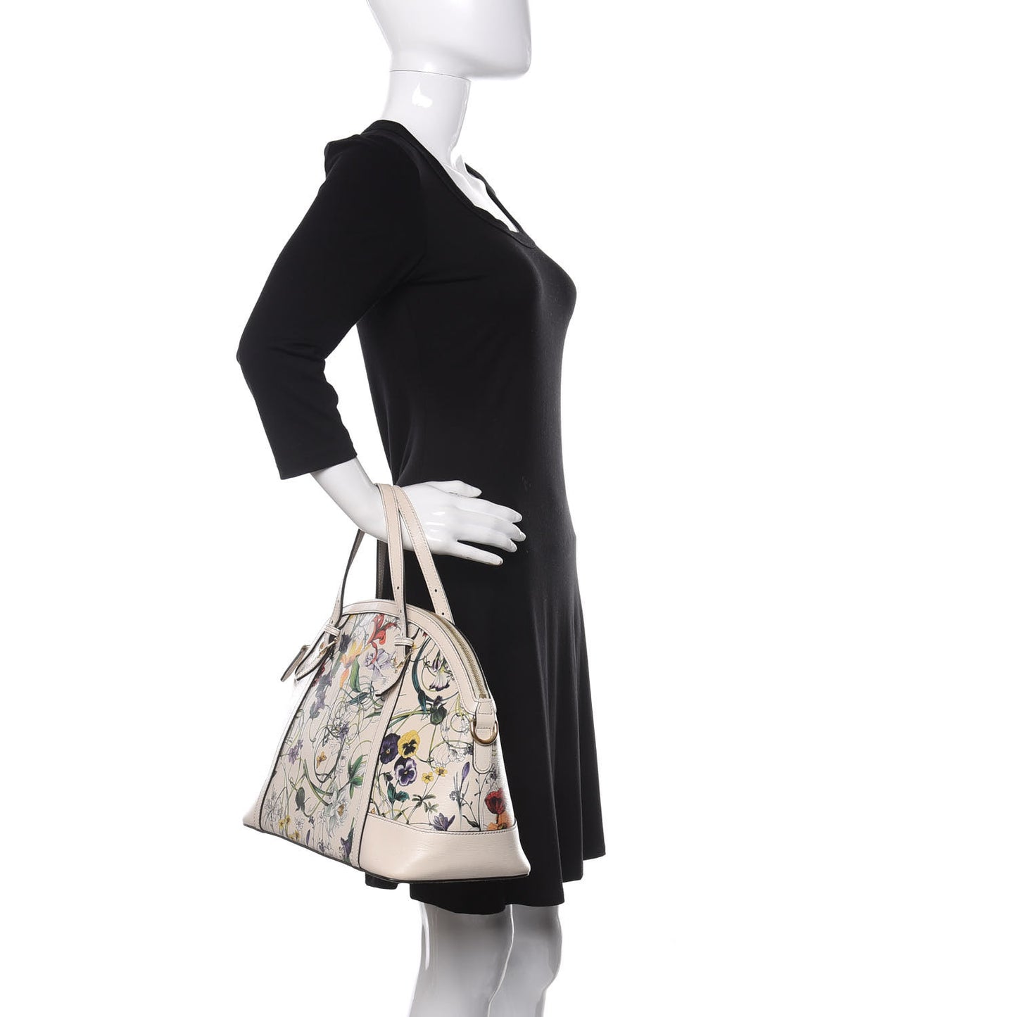 Canvas Flora Infinity Medium Nice Top Handle Dome Bag White