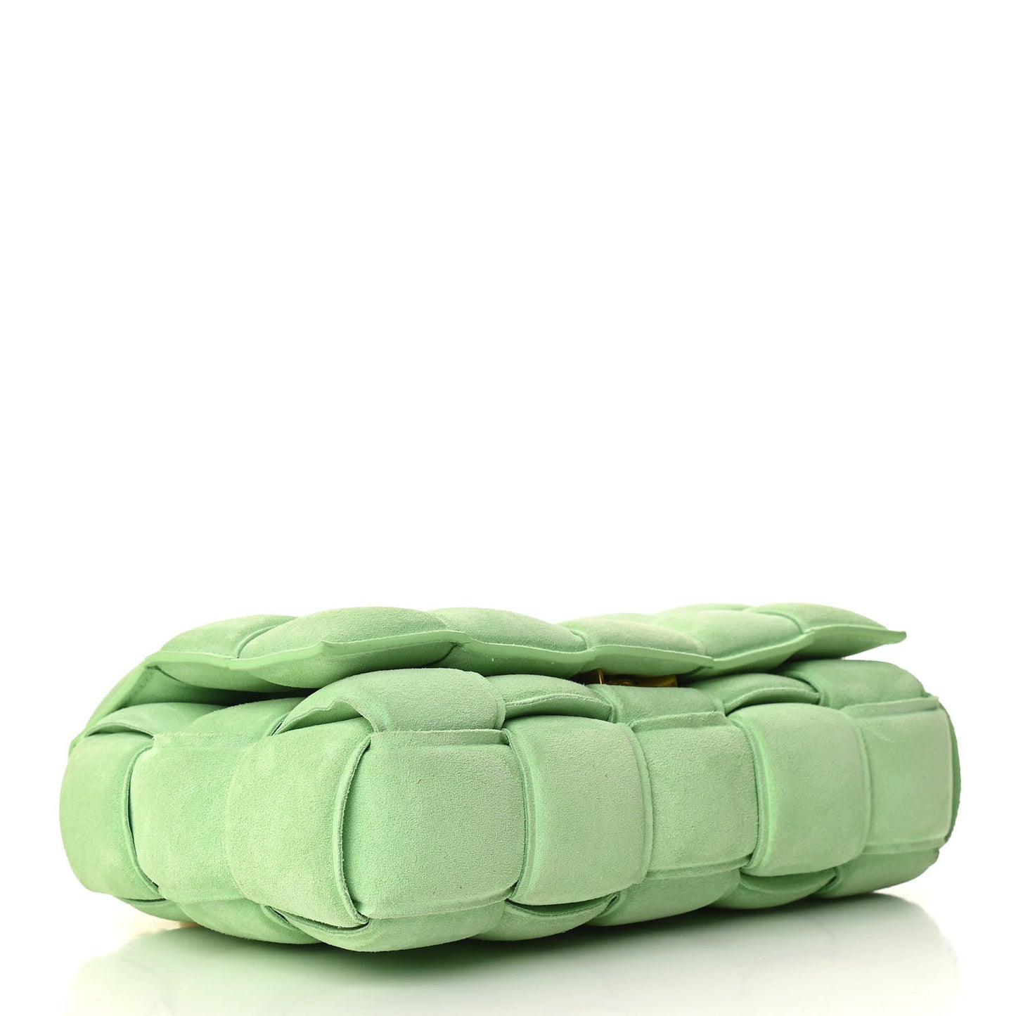 Suede Maxi Intrecciato Padded Chain Cassette Crossbody Bag Wasabi