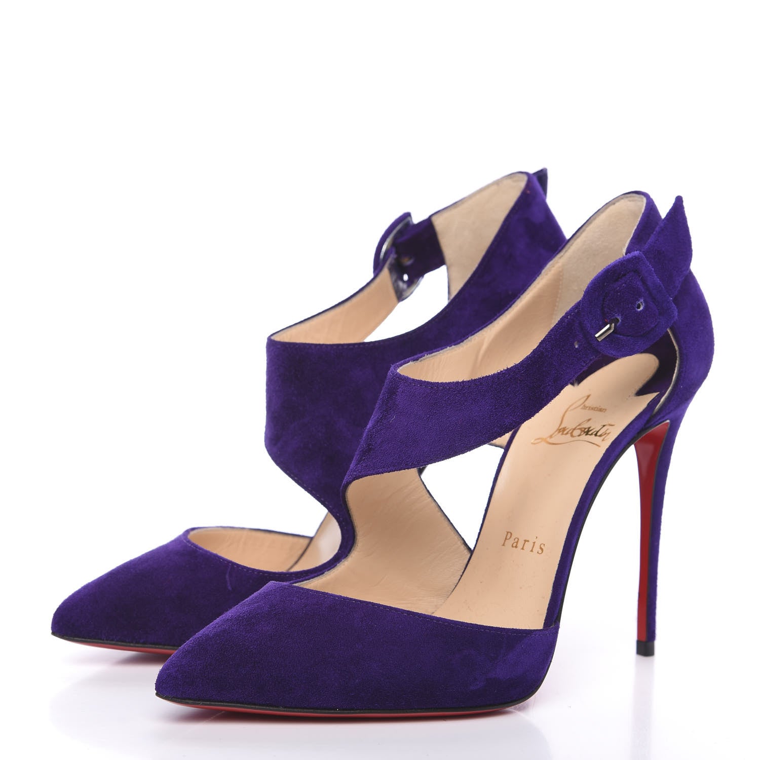 Christian Louboutin Veau Velours Sharpeta 120 Asymmetric Pumps 38 Etincelle 3 of 7