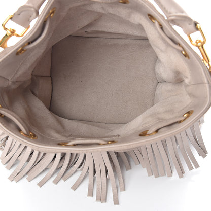 Saint Laurent Calfskin Small Emmanuelle Fringe Bucket Bag Vintage White 5 of 9