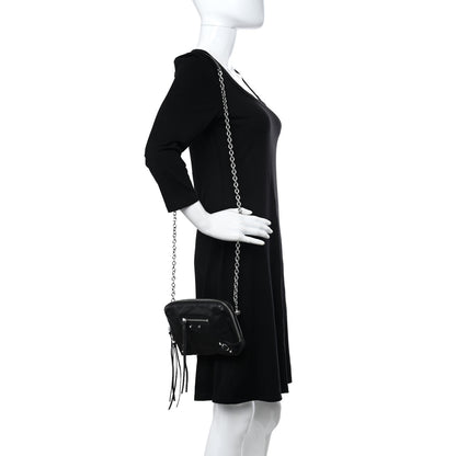 Balenciaga Agneau Classic Silver Hardware Pouch With A Chain Crossbody Black 2 of 11