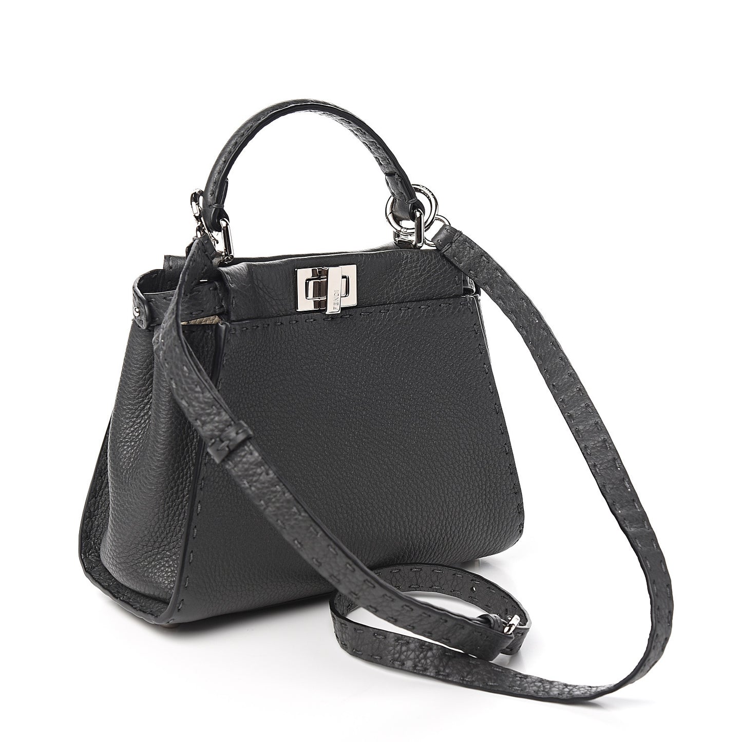 Cuoio Romano Selleria Bi-Color Mini Peekaboo Iconic Satchel Asfalto Latte
