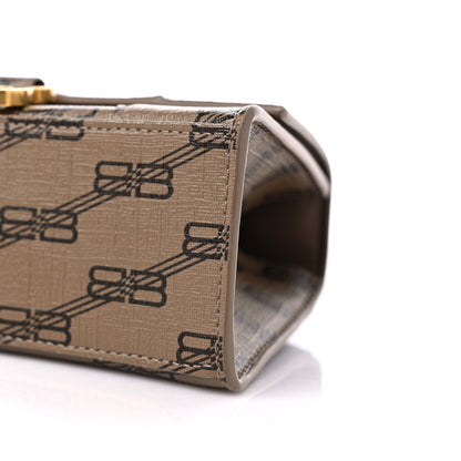 Balenciaga Coated Canvas BB Monogram Hourglass Top Handle Bag XS Beige Brown 10 of 11
