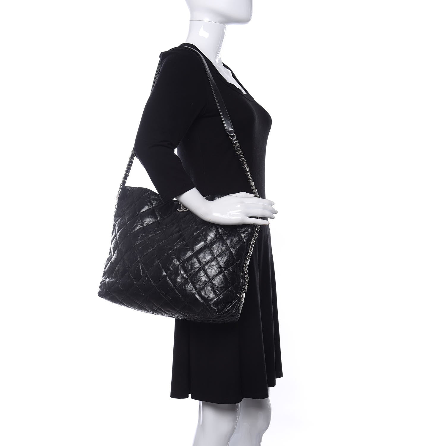 Chanel Metallic Crackled Calfskin Quilted Medium Big Bang Hobo Black 2 of 10