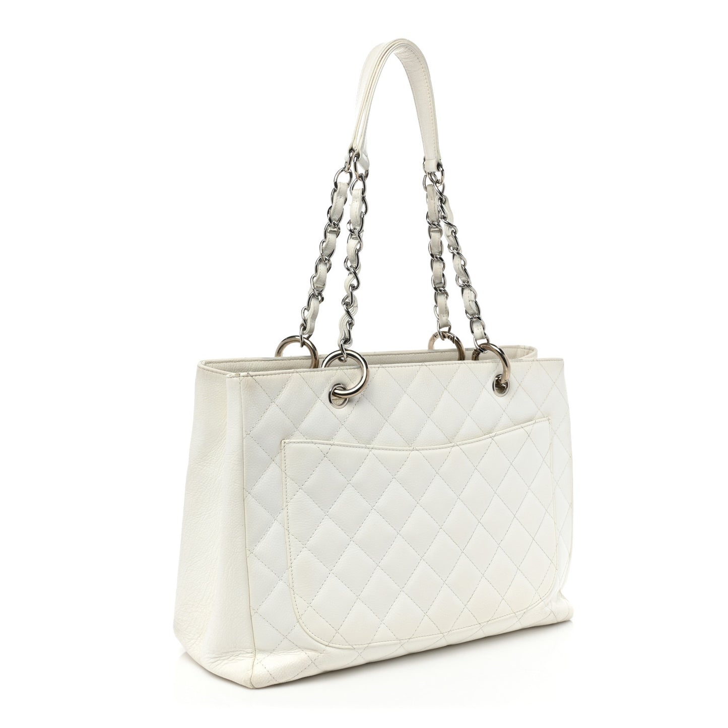 Caviar Quilted Grand Shopping Tote GST White