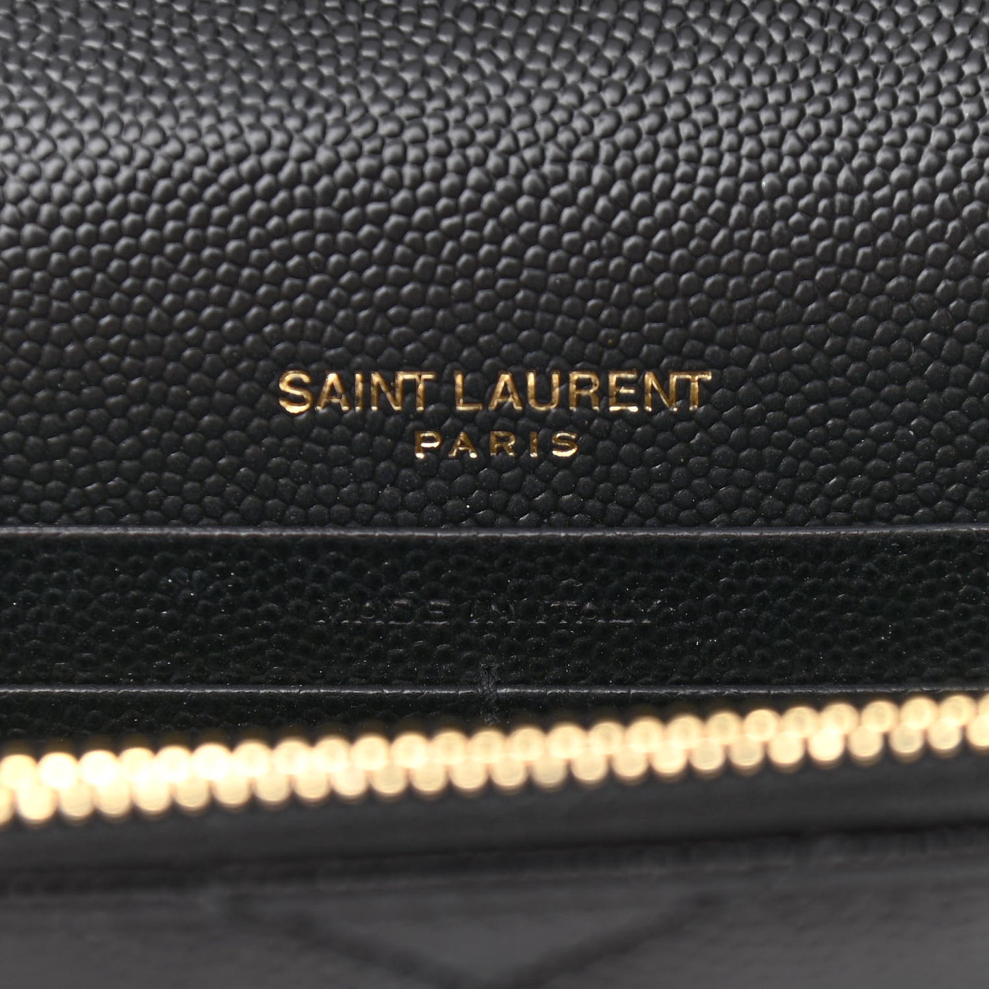 Grain De Poudre Matelasse Chevron Monogram Envelope Chain Wallet Black
