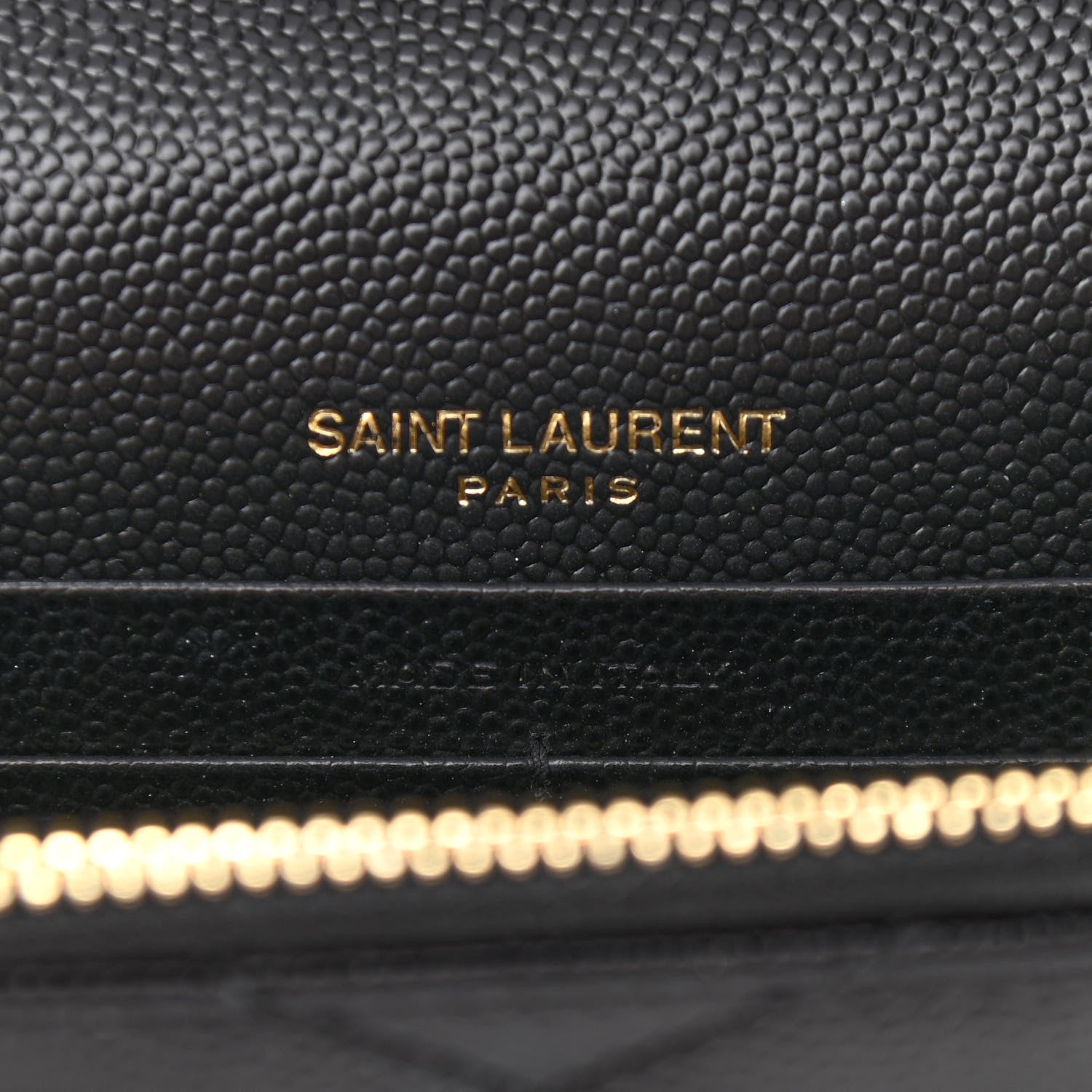 Saint Laurent Grain De Poudre Matelasse Chevron Monogram Envelope Chain Wallet Black 6 of 11