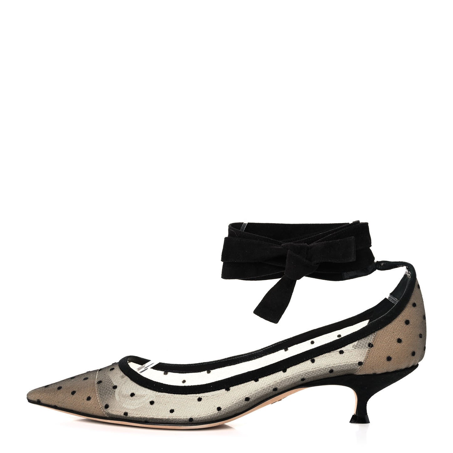 Suede Calfskin Plumetis Lovely-D Ankle Wrap Pumps 39.5 Black