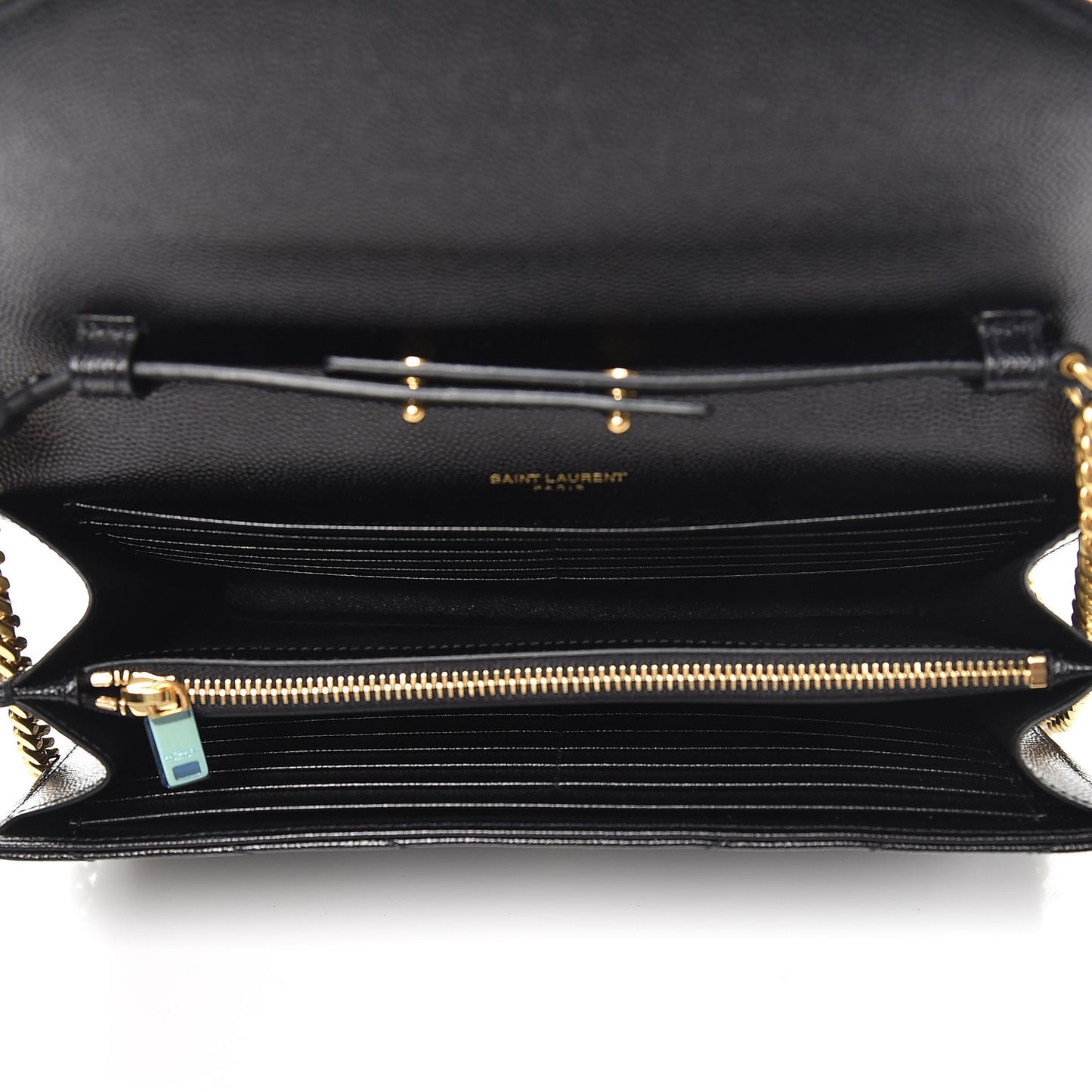 Grain De Poudre Matelasse Chevron Monogram Chain Wallet Black