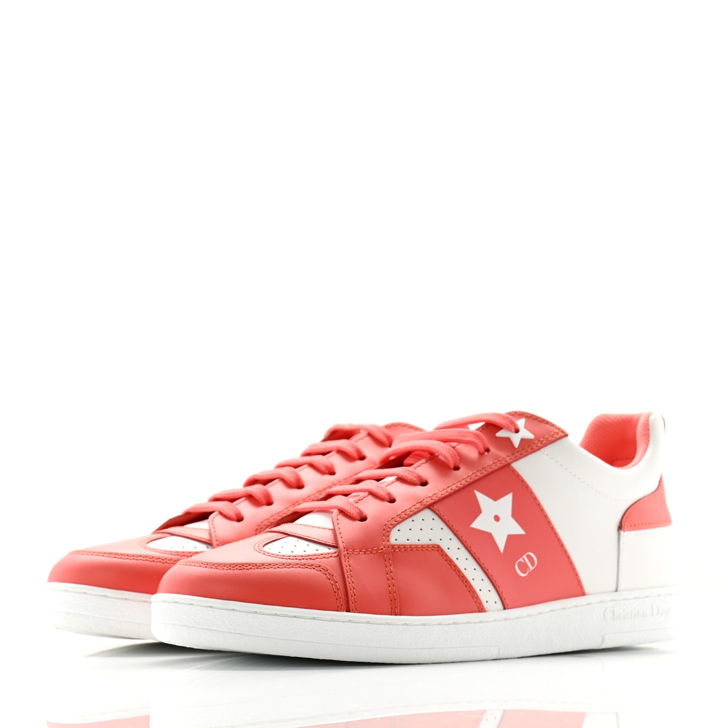 Calfskin Dior Star Ors Low Top Sneakers 37.5 Coral White