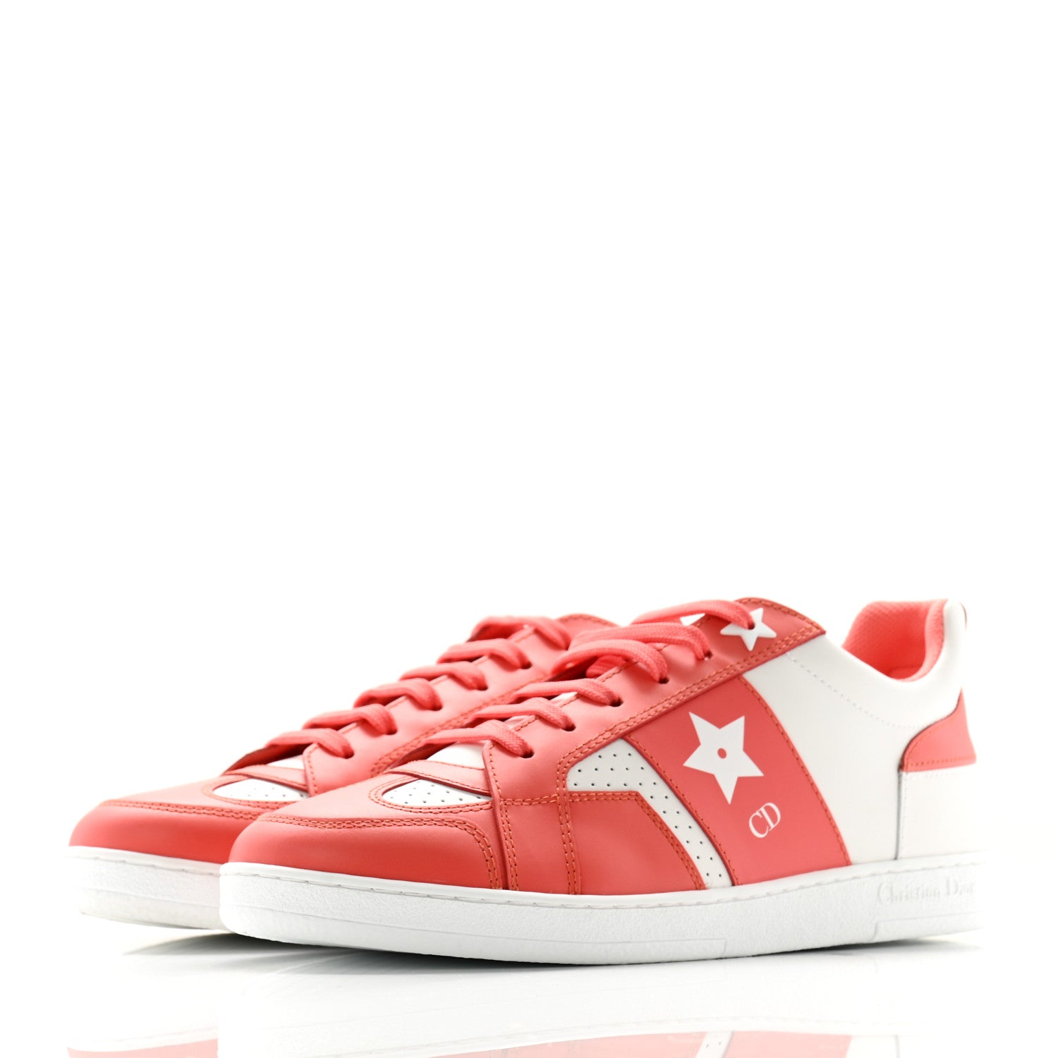 Christian Dior Calfskin Dior Star Ors Low Top Sneakers 37.5 Coral White 3 of 10