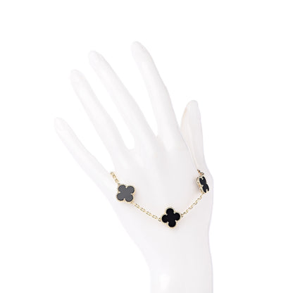Van Cleef & Arpels 18K Yellow Gold Black Onyx 5 Motifs Vintage Alhambra Bracelet 2 of 6