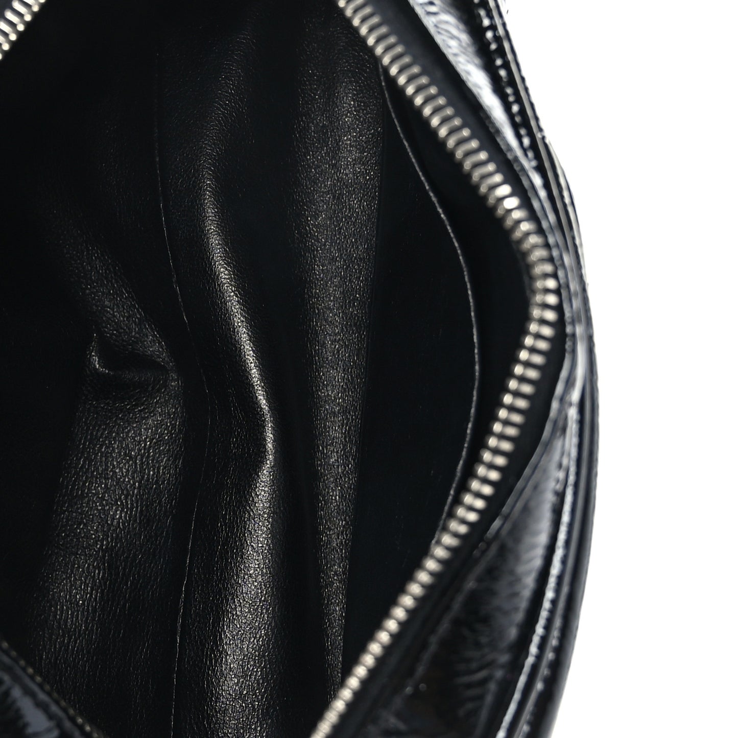 Distressed Patent Quilted Single Flap Bag Black