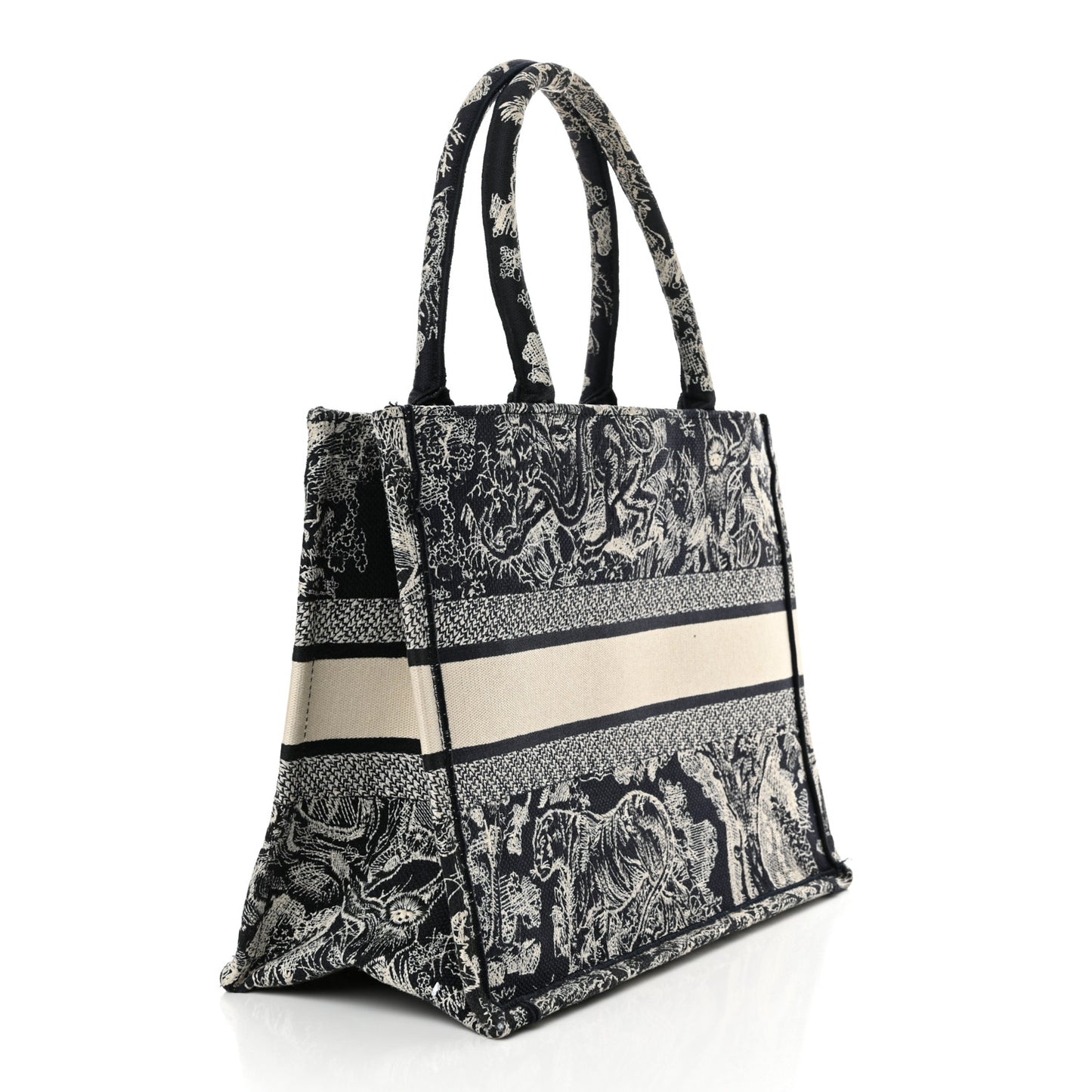 Canvas Embroidered Medium Dioriviera Toile De Jouy Reverse Book Tote Blue