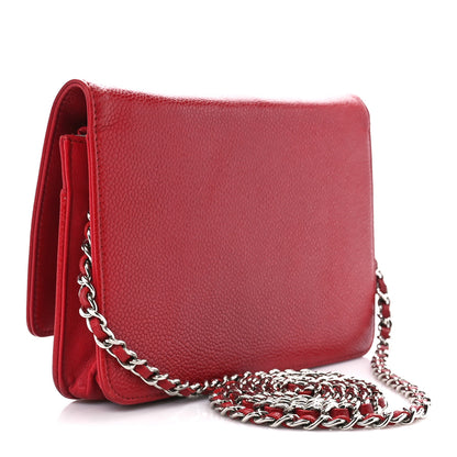 Chanel Caviar Timeless CC Wallet on Chain WOC Red 3 of 13