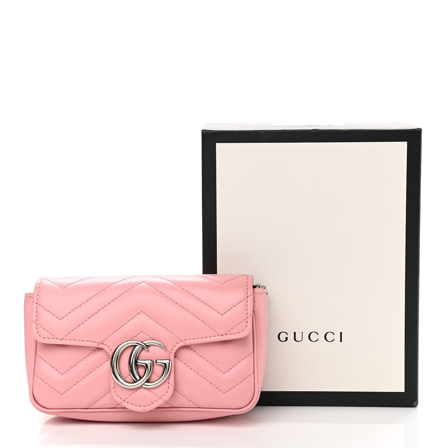Calfskin Matelasse Super Mini GG Marmont Shoulder Bag Wild Rose