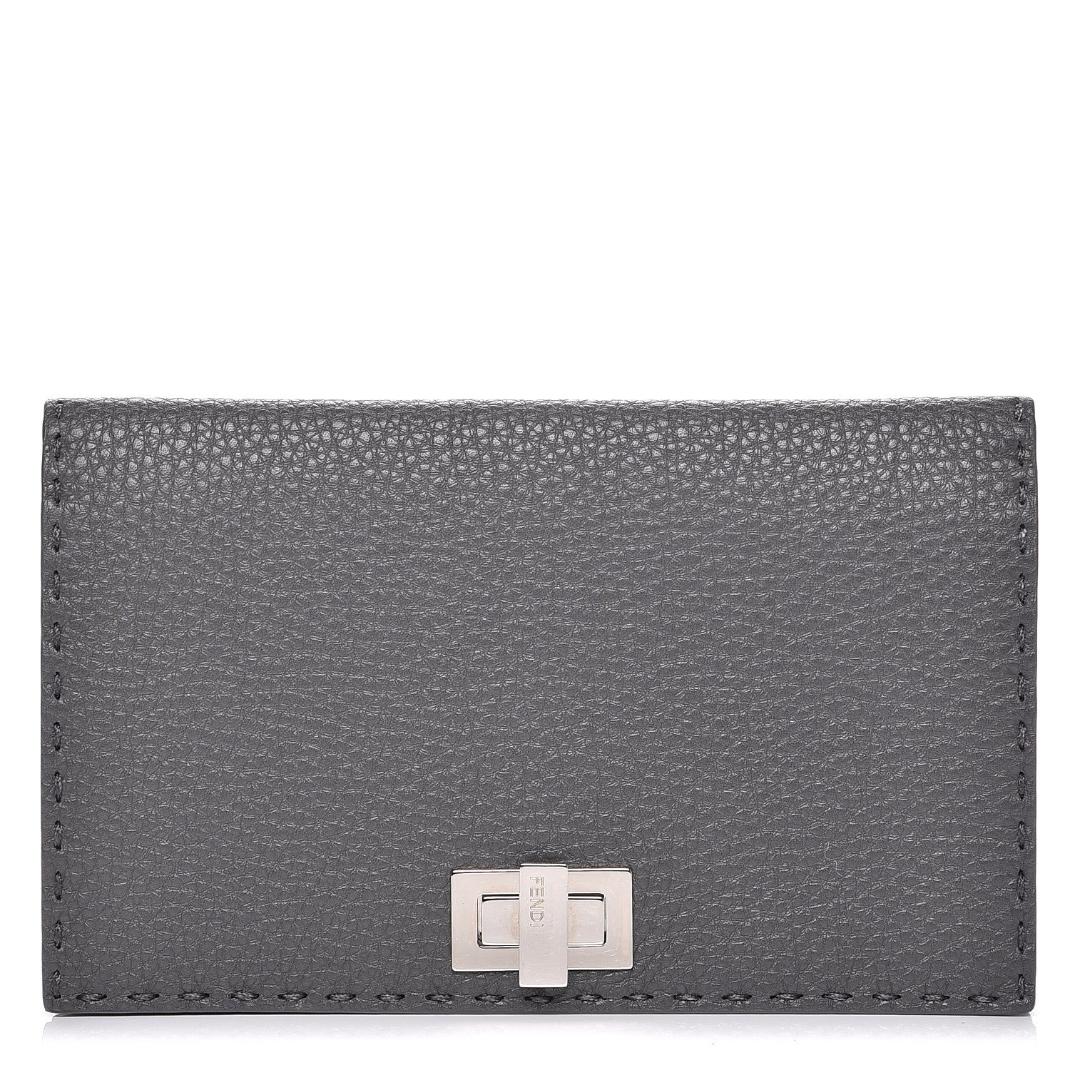 Fendi Cuoio Romano Selleria Mini Peekaboo Clutch Wallet Asfalto 1 of 9