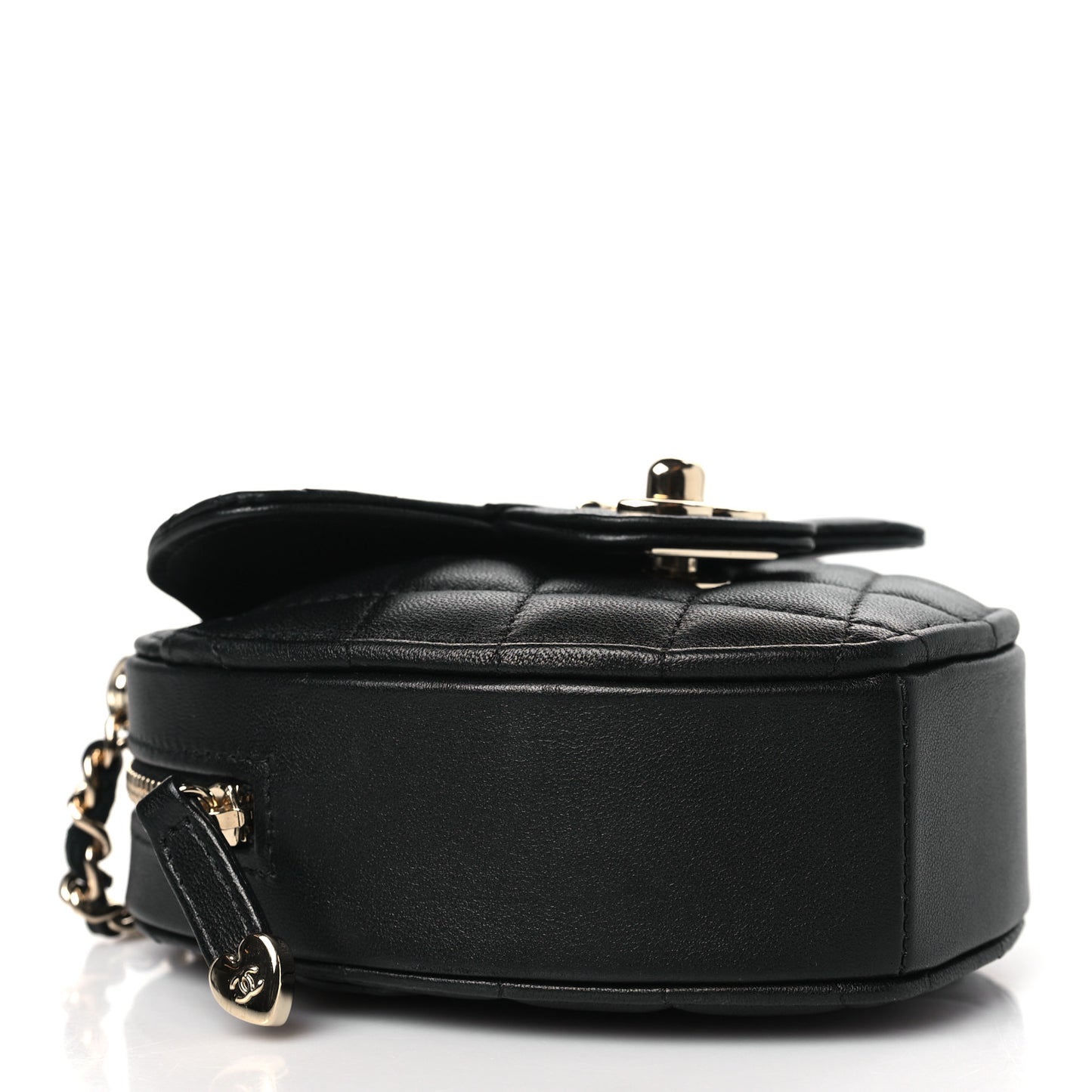 Lambskin Quilted CC In Love Heart Clutch With Chain Black