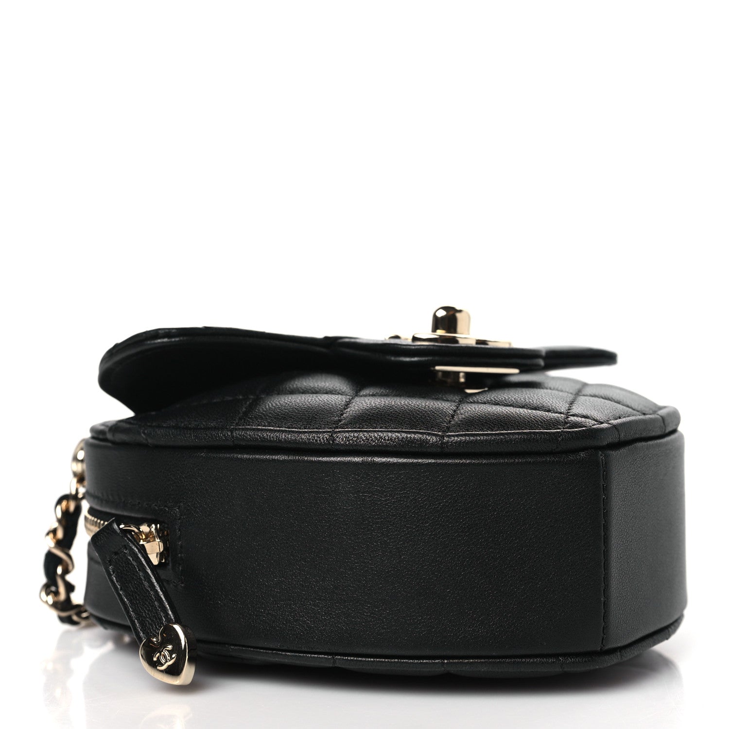 Chanel Lambskin Quilted CC In Love Heart Clutch With Chain Black 4 of 9