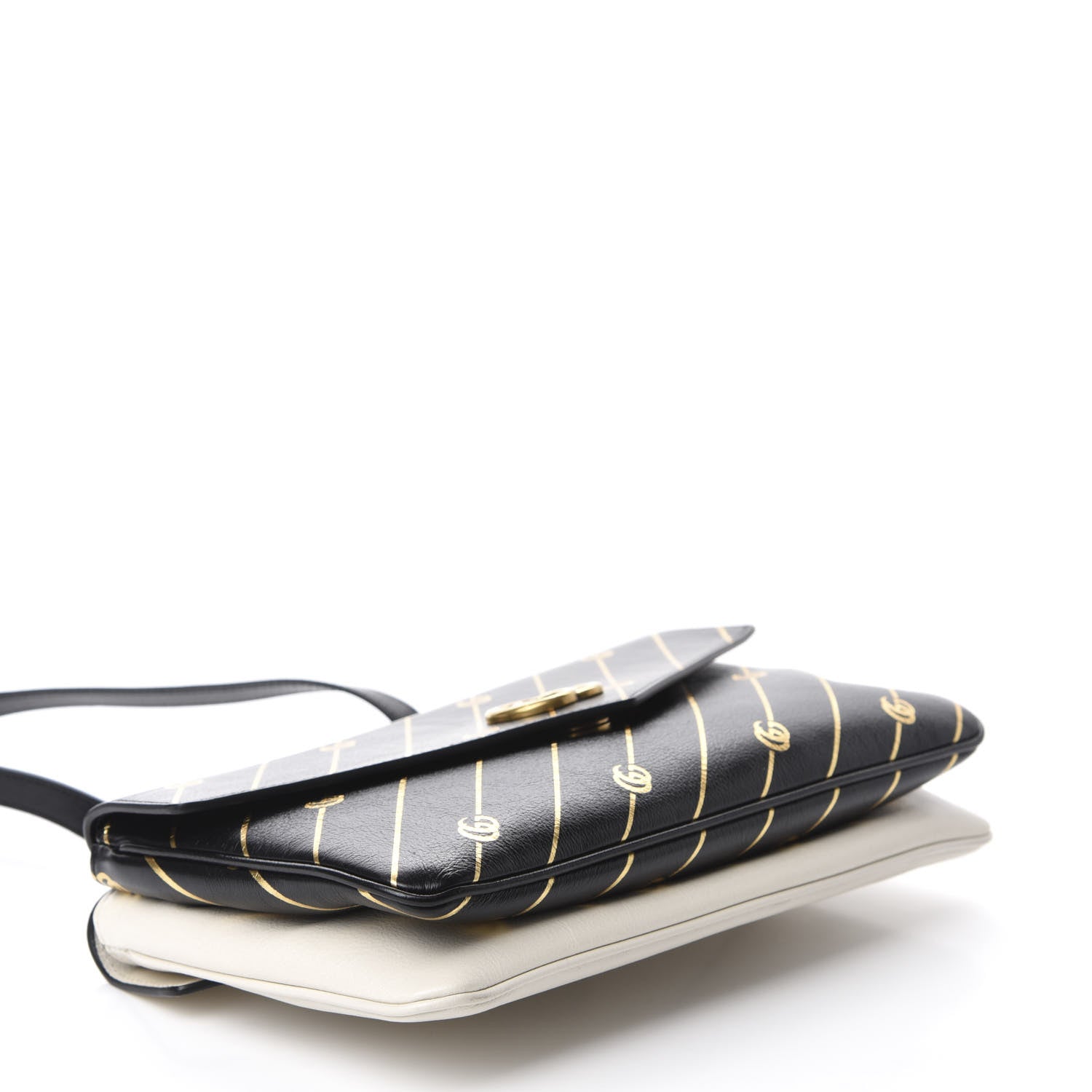 Gucci Calfskin Diagonal GG Medium Thiara Double Envelope Shoulder Bag Black White 4 of 11