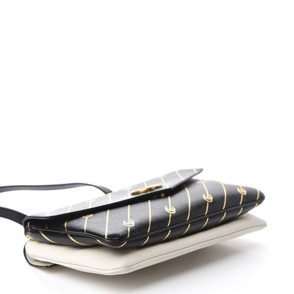 Gucci Calfskin Diagonal GG Medium Thiara Double Envelope Shoulder Bag Black White 4 of 11