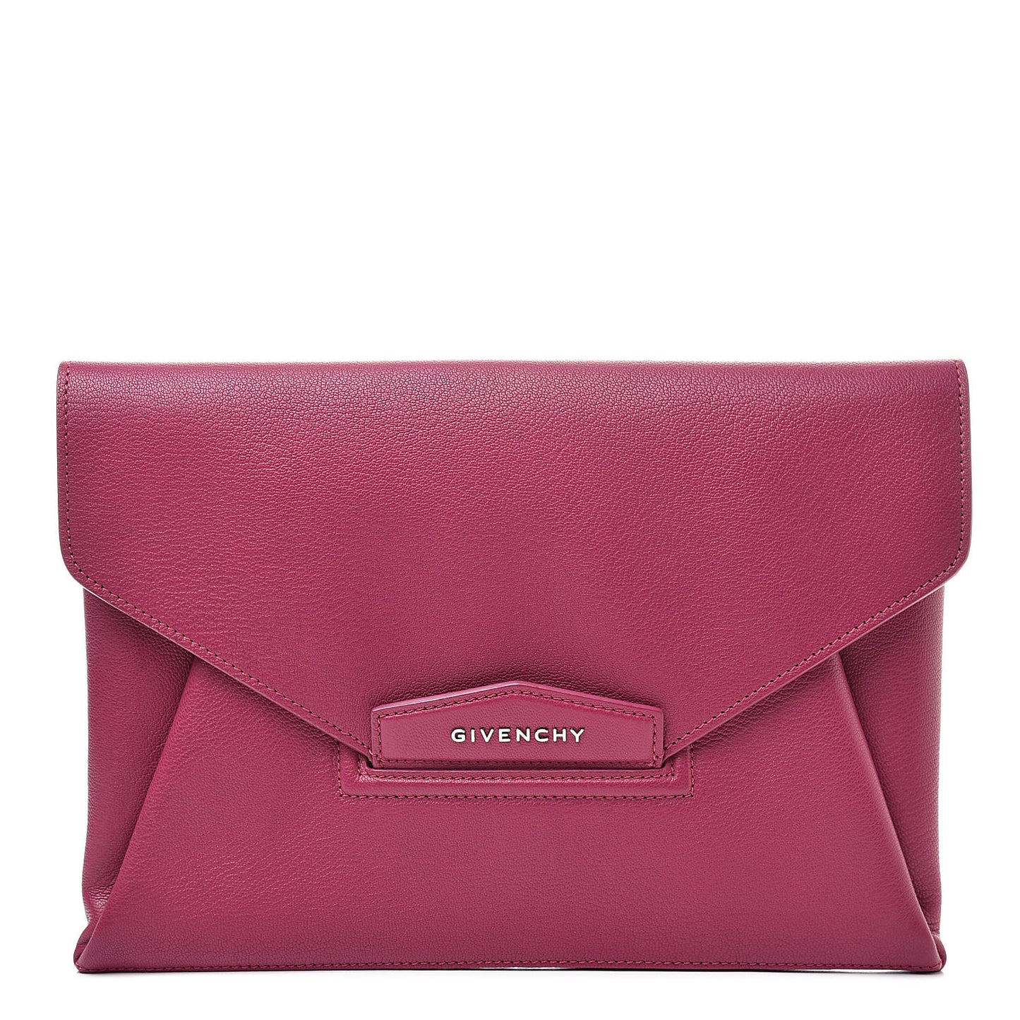 Sugar Goatskin Medium Antigona Envelope Clutch Raspberry