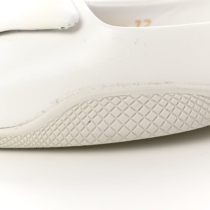 Prada Spazzolato Triangle Logo Pointed Toe Slingback Flats 37 White 11 of 12