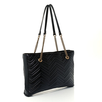 Gucci Vintage Calfskin Matelasse Medium GG Marmont Slim Tote Black 3 of 11