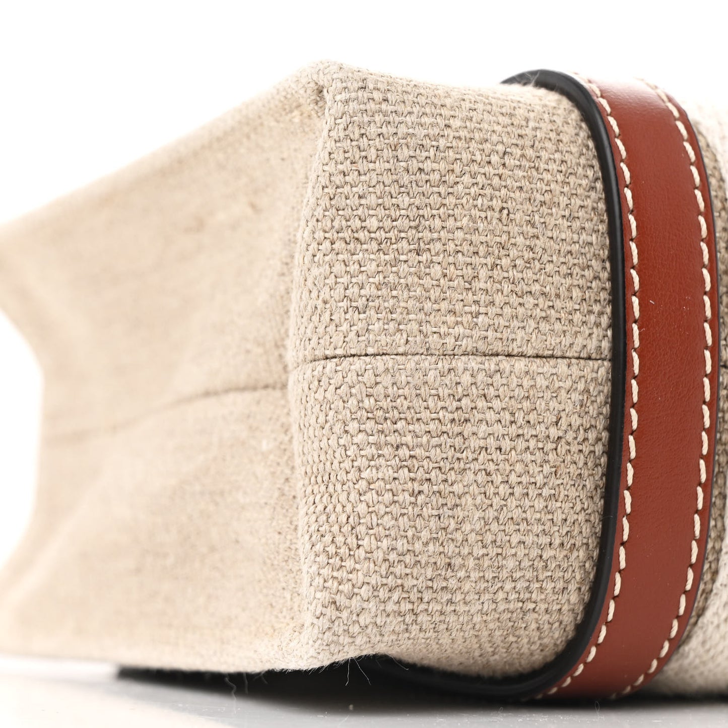 Cotton Calfskin Mini Woody Ribbon Tote White Brown