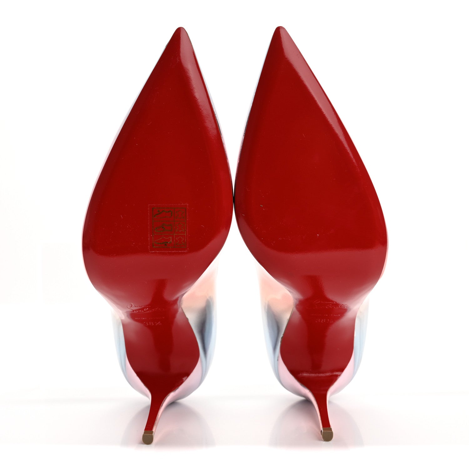 Christian Louboutin Metallic Degrade Specchio Kate 100 Pumps 38.5 Leche 6 of 9