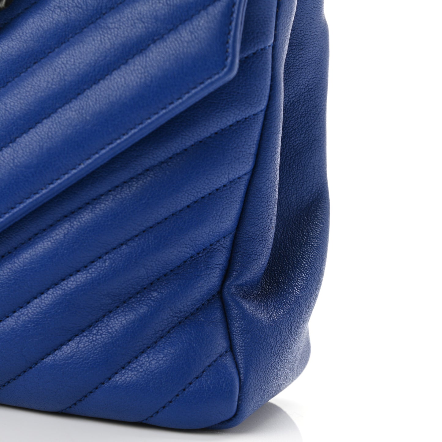 Sheepskin Matelasse Chevron Monogram Medium College Bag Royal Blue