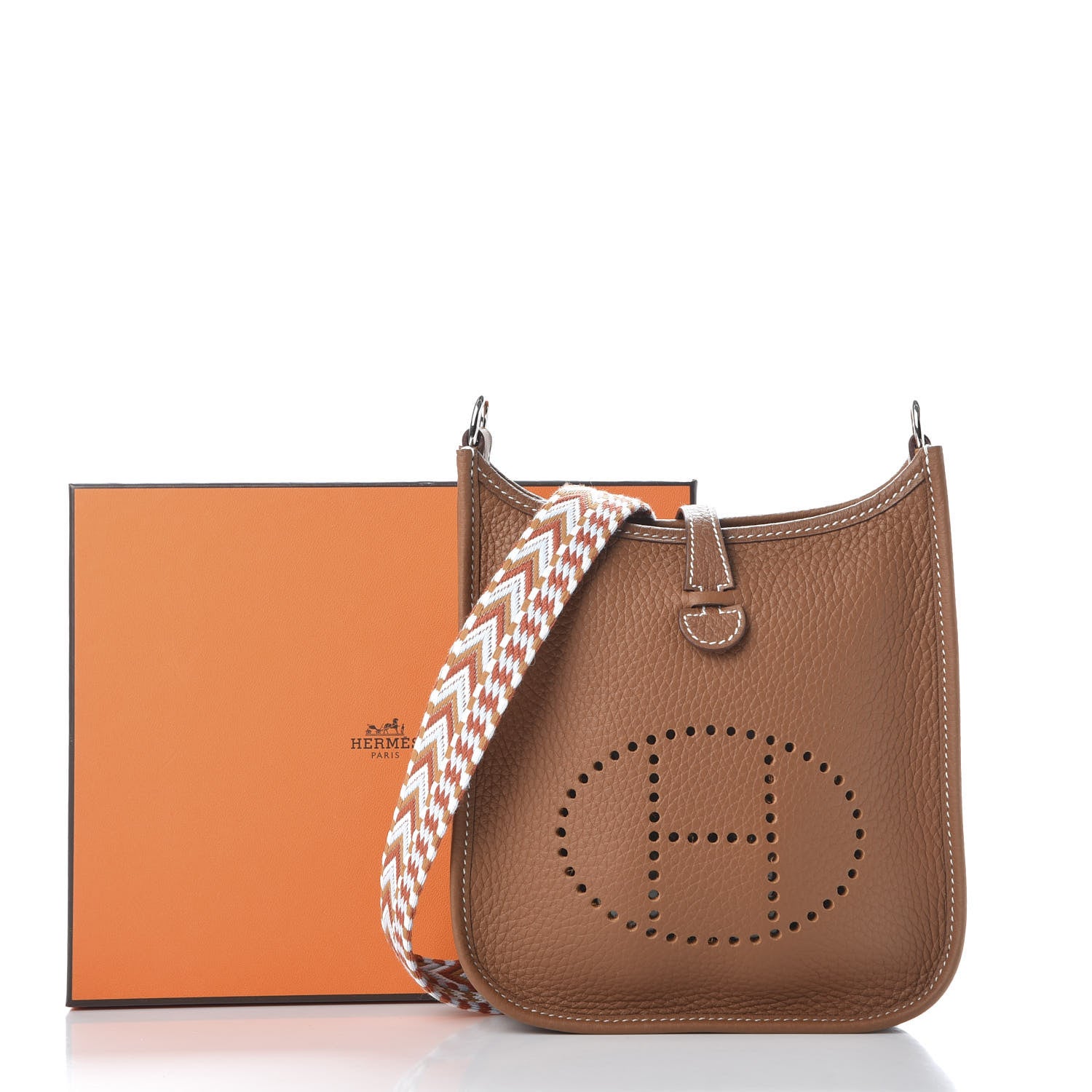 Hermes Taurillon Clemence Allegro Evelyne TPM Gold Cornaline White 10 of 10