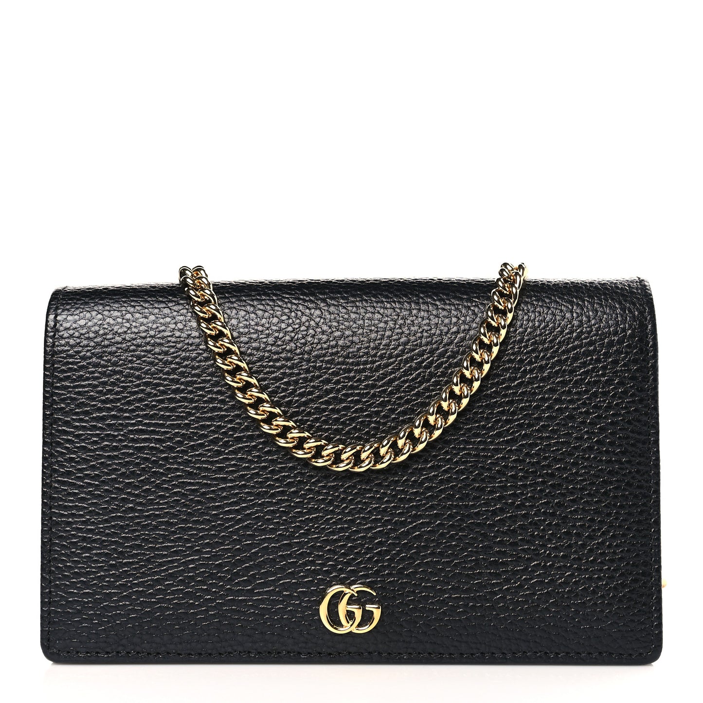 Calfskin Mini GG Marmont Chain Wallet Black