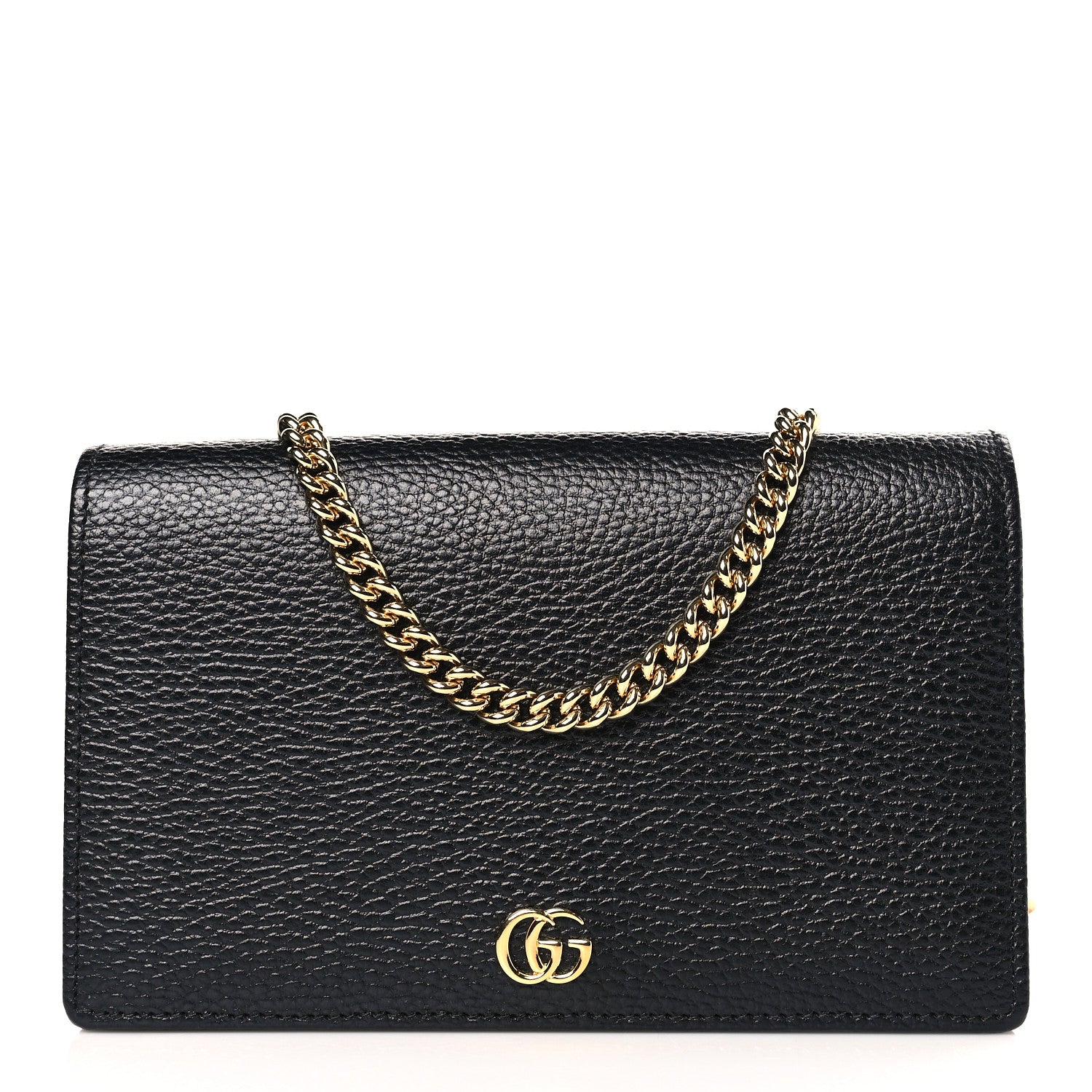 Gucci Calfskin Mini GG Marmont Chain Wallet Black 1 of 8