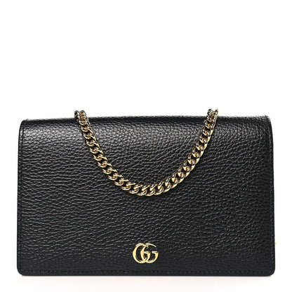 Gucci Calfskin Mini GG Marmont Chain Wallet Black 1 of 8