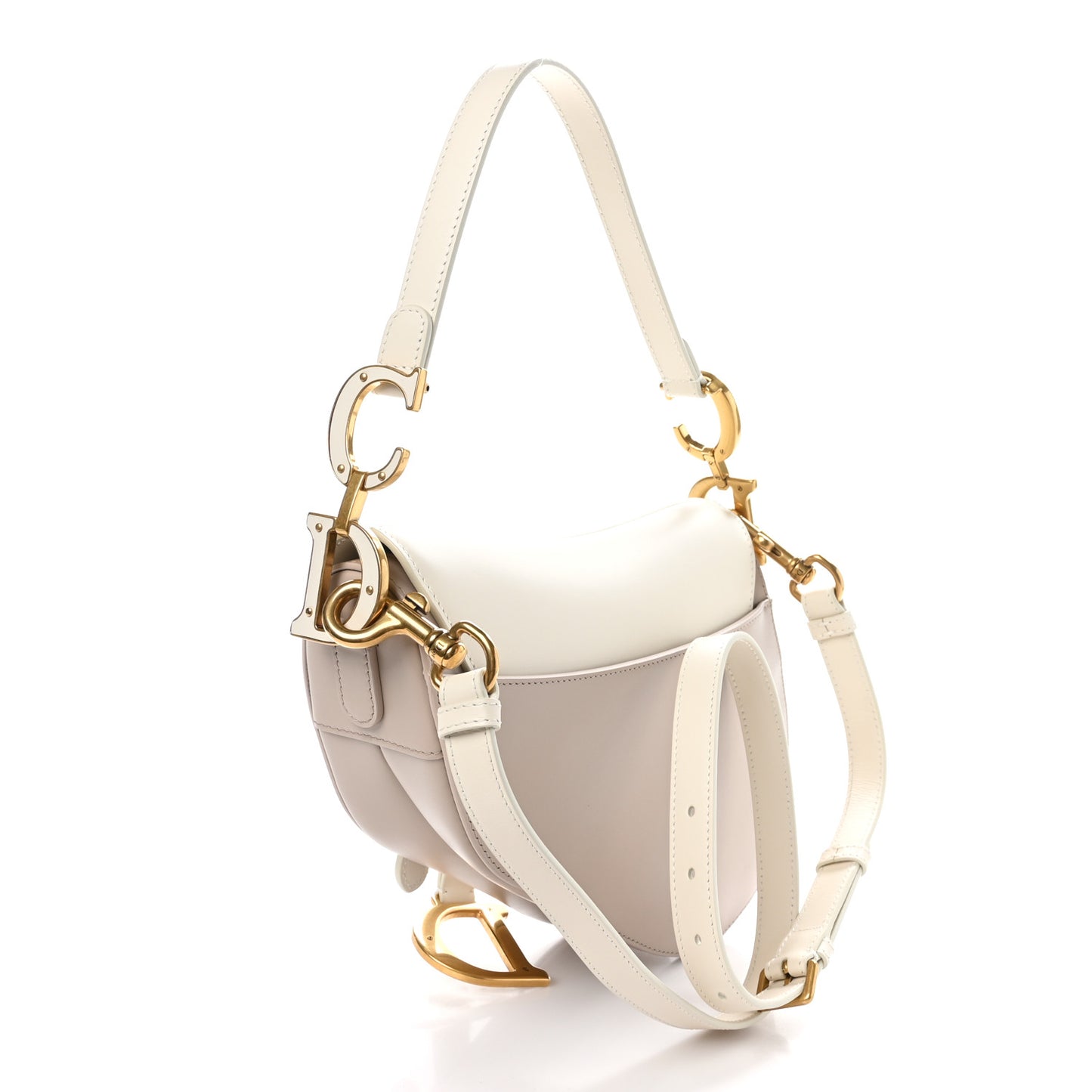 Supple Calfskin Two Tone Saddle Bag Latte Trench Beige