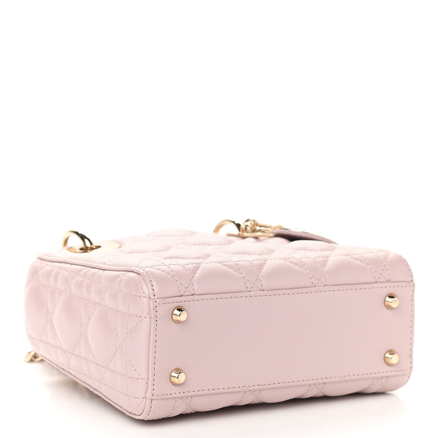 Metallic Lambskin Cannage Mini Lady Dior Lotus