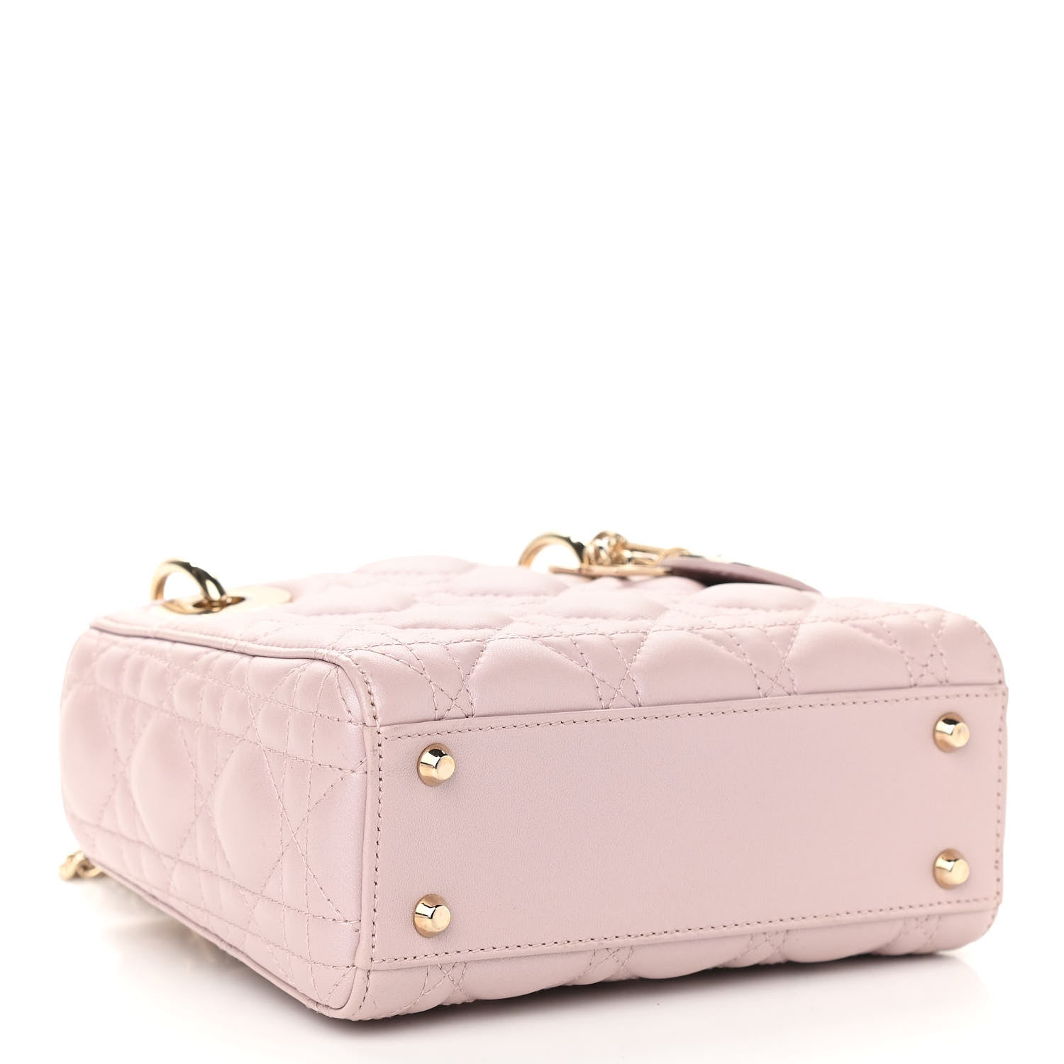 Christian Dior Metallic Lambskin Cannage Mini Lady Dior Lotus 4 of 15