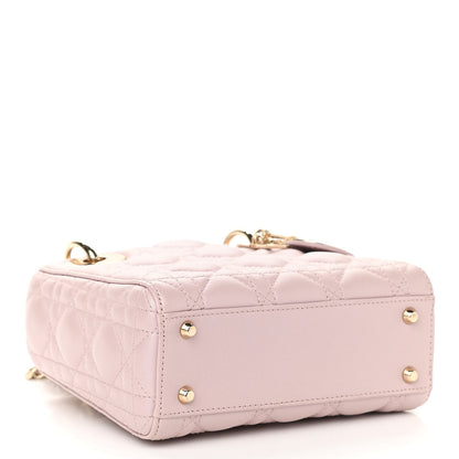 Christian Dior Metallic Lambskin Cannage Mini Lady Dior Lotus 4 of 15