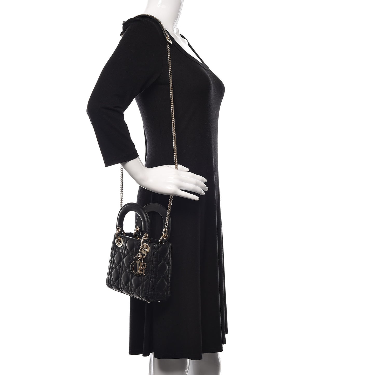 Lambskin Cannage Mini Lady Dior Black
