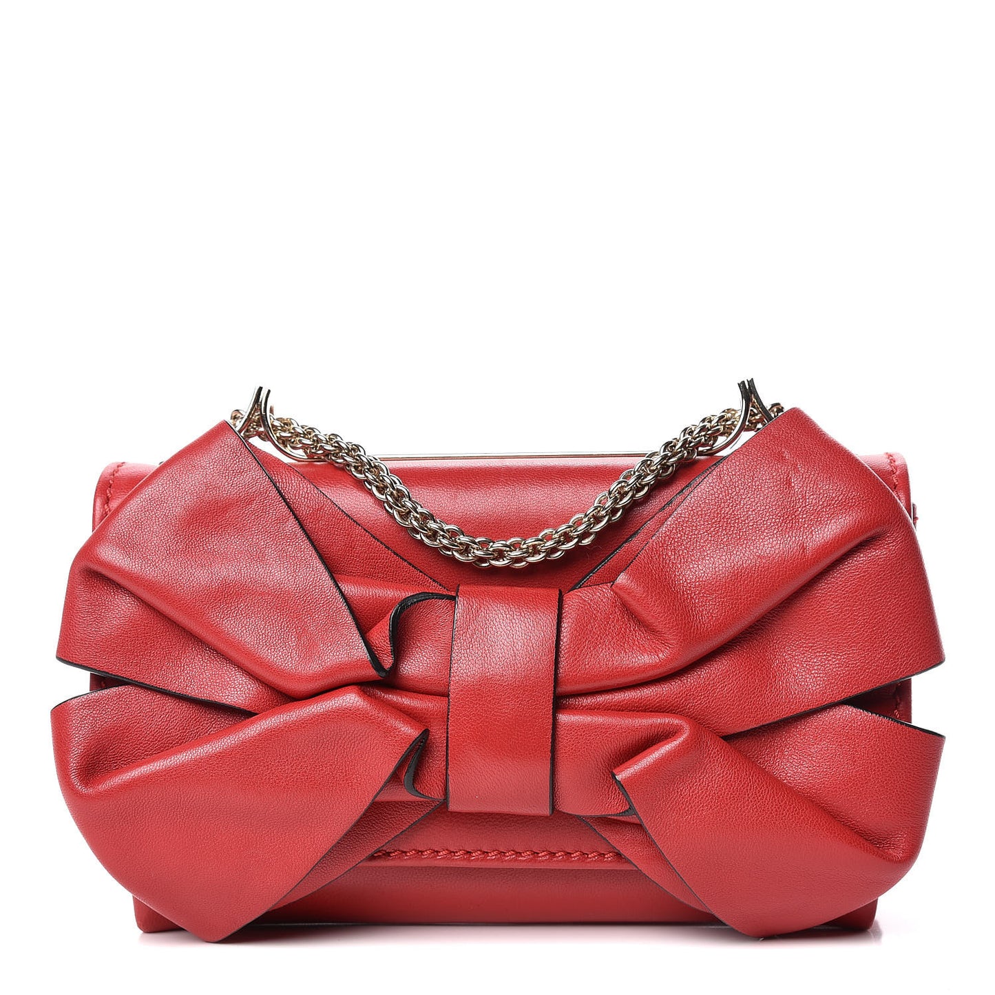 Nappa Bow Flap Shoulder Bag Red