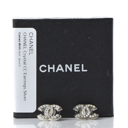 Chanel Crystal CC Earrings Silver 5 of 5