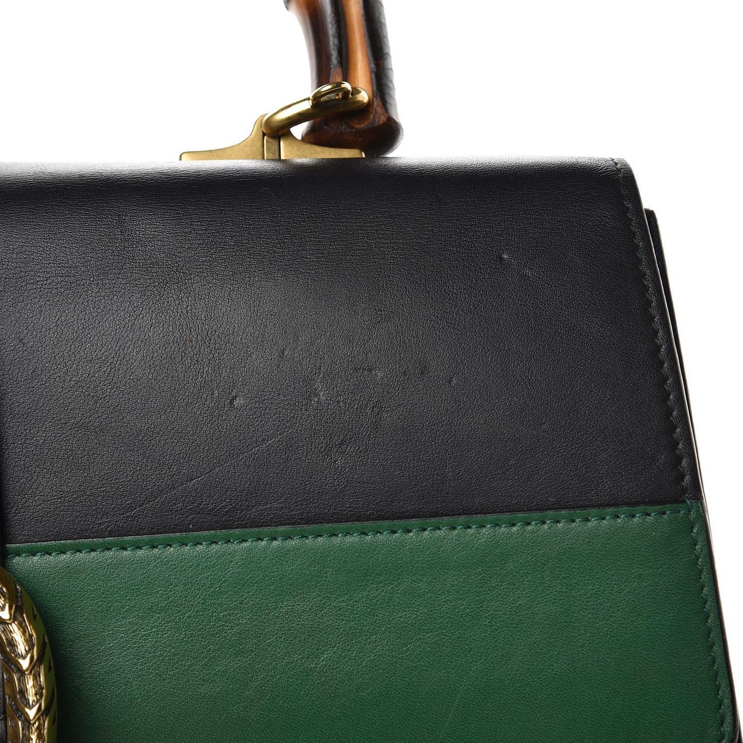 Calfskin Bamboo Web Large Dionysus Top Handle Bag Black Bright Evergreen Hibiscus Red