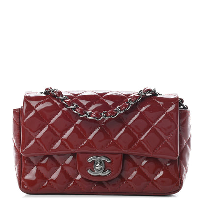 Chanel Patent Calfskin Quilted Mini Rectangular Flap Red 1 of 10