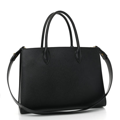 Prada Saffiano City Calfskin Large Bibliothèque Top Handle Black Fuoco 3 of 11
