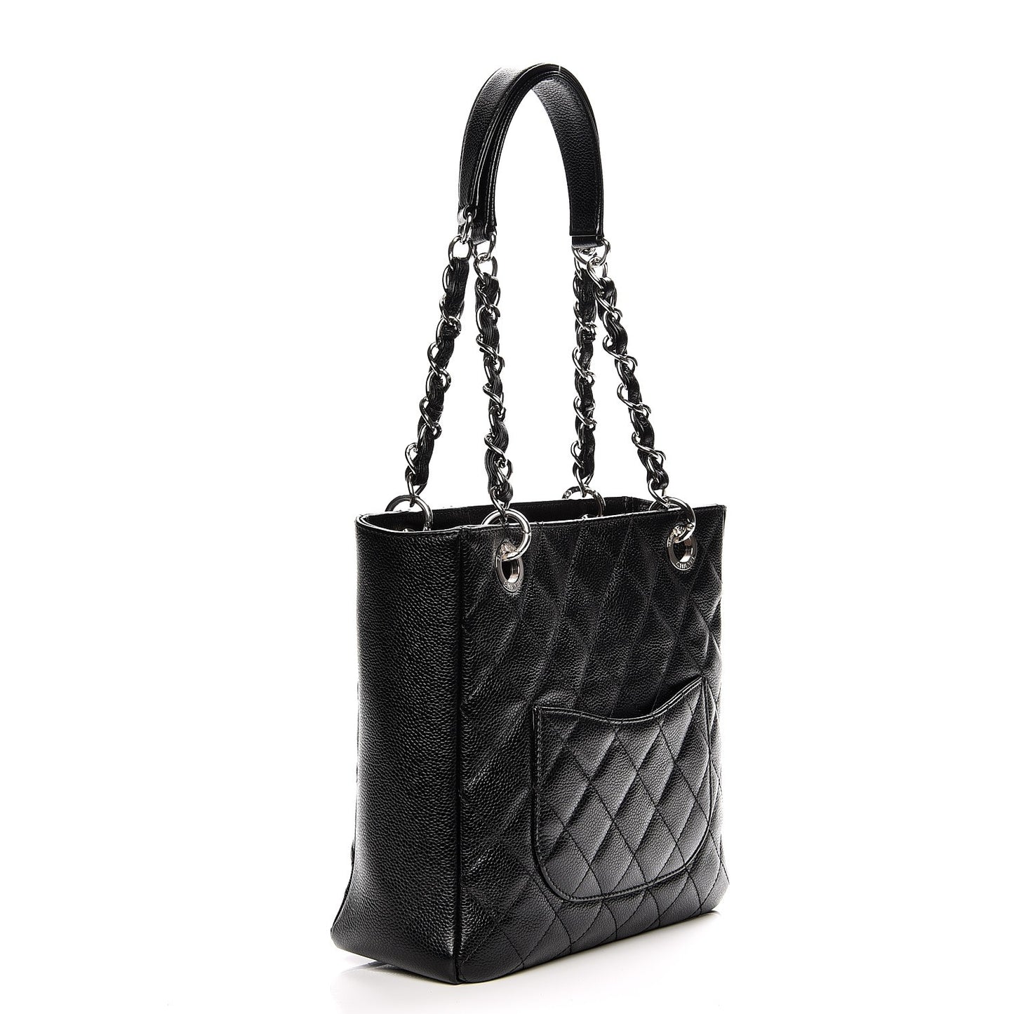 Caviar Quilted Petit Shopping Tote PST Black