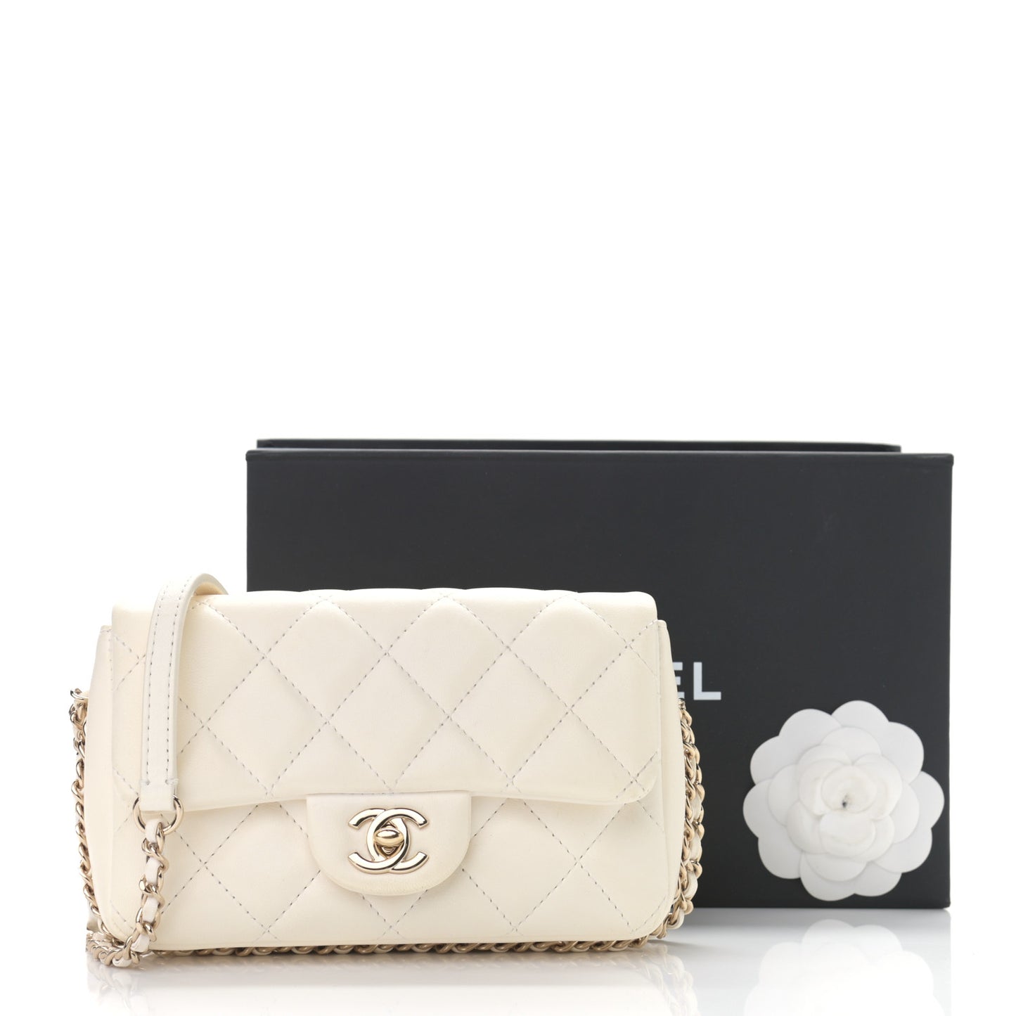 Lambskin Quilted Mini My Precious Flap White